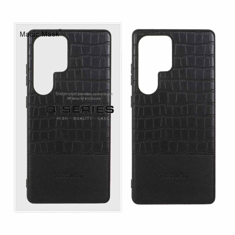 قاب گوشی Galaxy S25 Ultra سامسونگ طرح چرمی کروکودیل اورجینال Q Series مشکی کد 98799