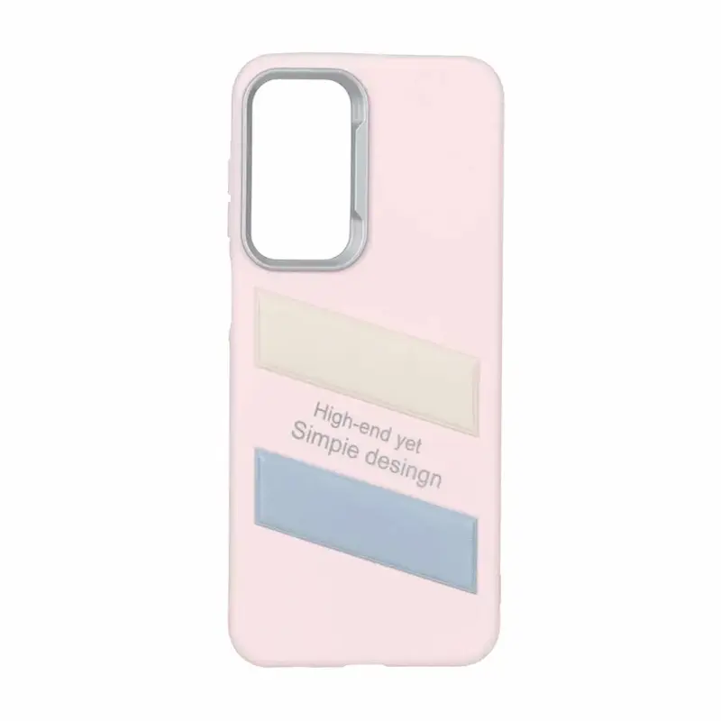 قاب گوشی Galaxy A17 سامسونگ اورجینال لدرکیس برجسته Simple Design لنز سیلور صورتی کد 127869