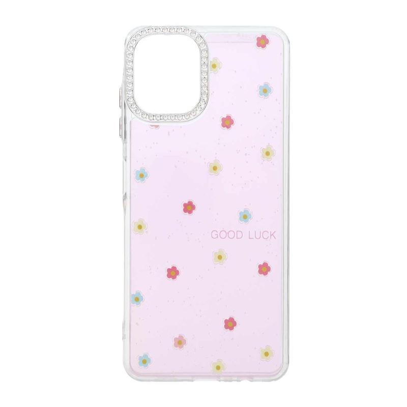 قاب گوشی Galaxy A06 سامسونگ شفاف ژله ای Flower محافظ لنز کروم نگین دار کد 127800