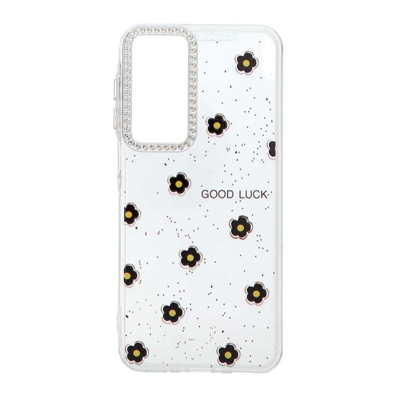 قاب گوشی Galaxy A26 سامسونگ شفاف ژله ای Flower محافظ لنز کروم نگین دار کد 127805