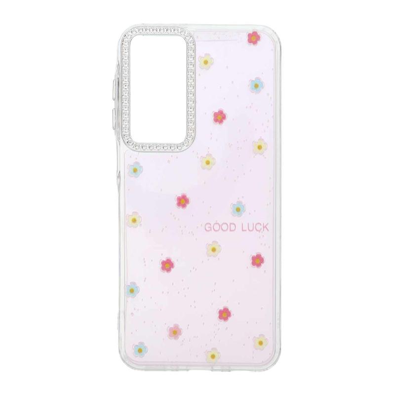 قاب گوشی Galaxy A26 سامسونگ شفاف ژله ای Flower محافظ لنز کروم نگین دار کد 127806