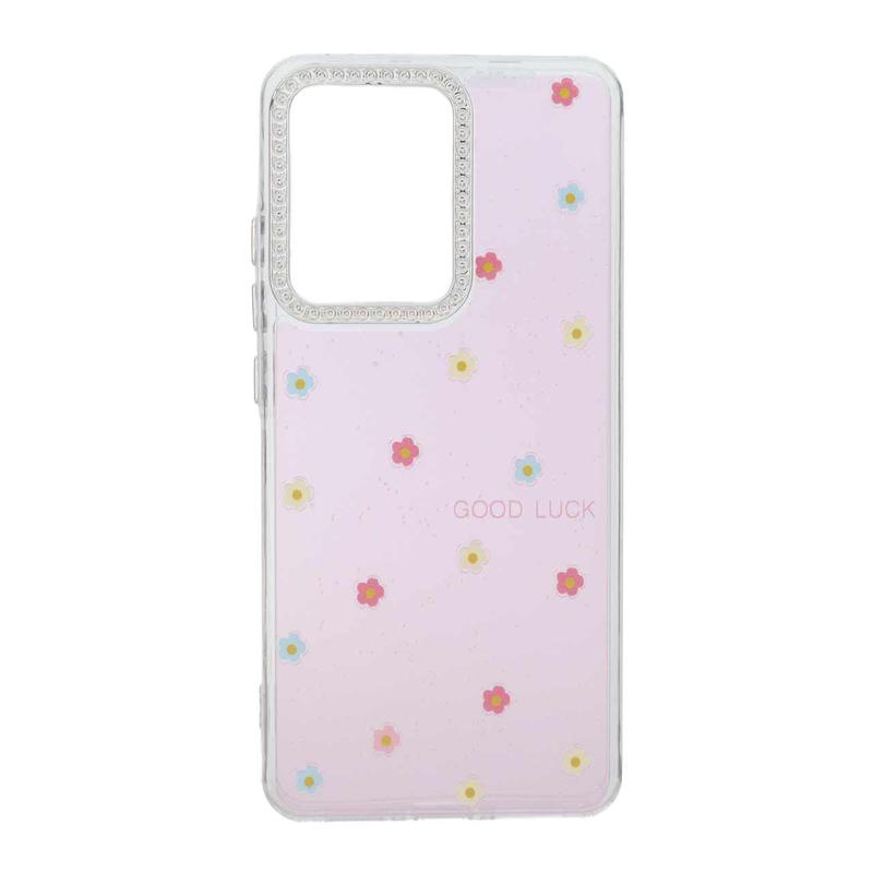 قاب گوشی Poco X7 Pro شیائومی شفاف ژله ای Flower محافظ لنز کروم نگین دار کد 127814