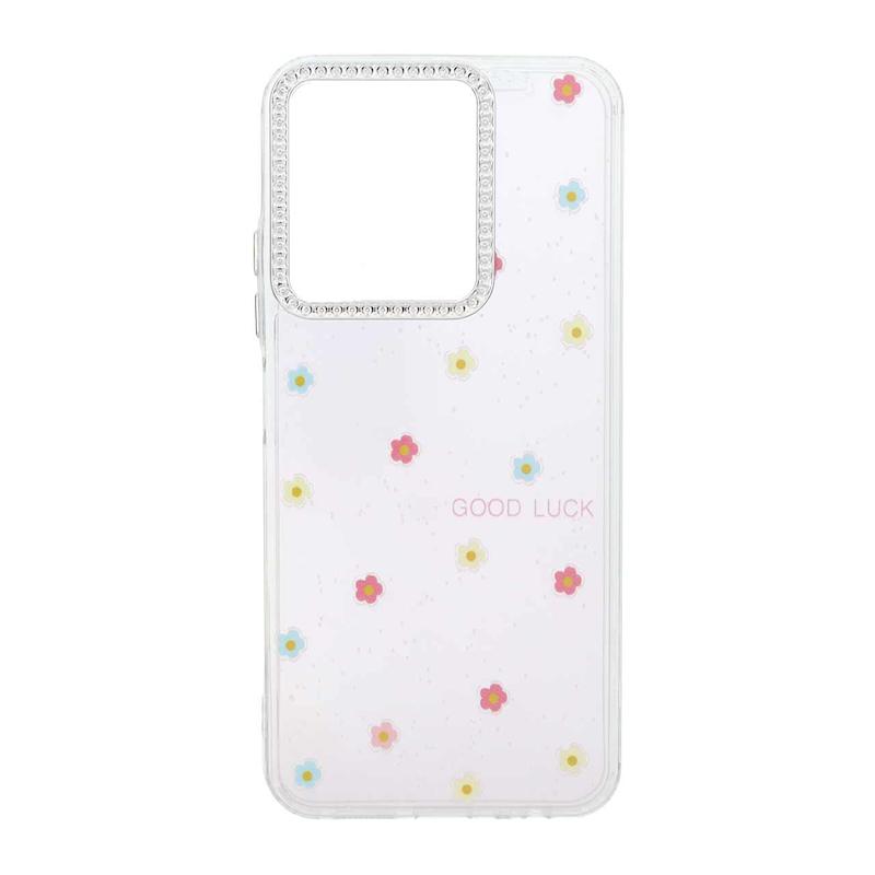 قاب گوشی Redmi 15C - Poco C85 شیائومی شفاف ژله ای Flower محافظ لنز کروم نگین دار کد 127815