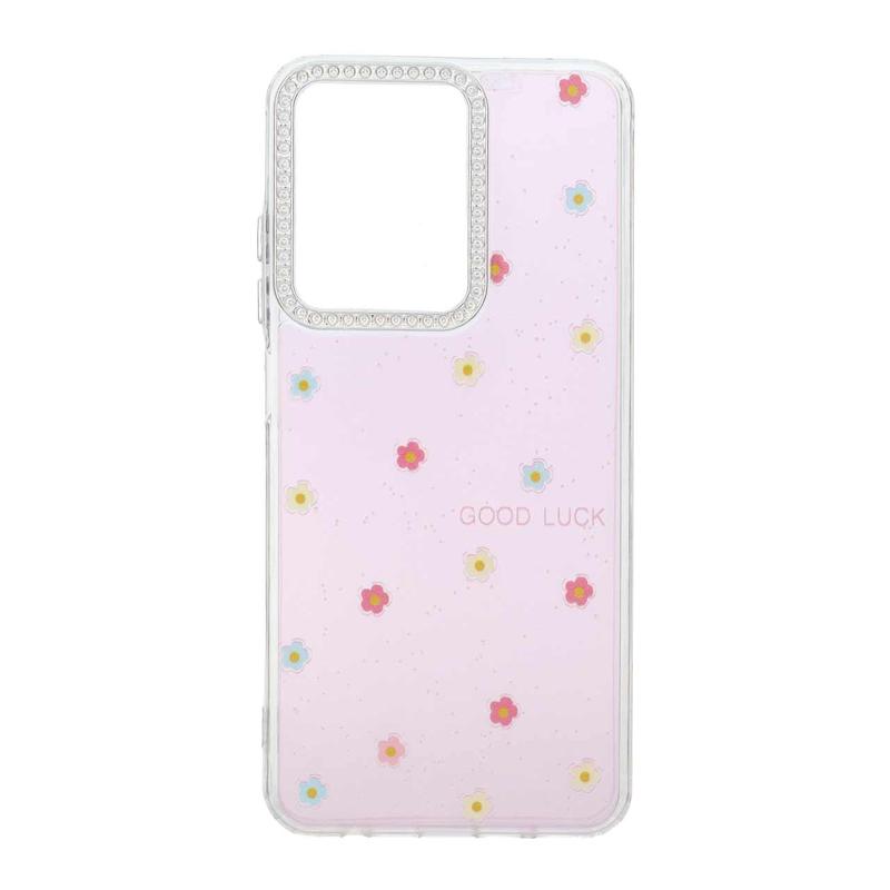 قاب گوشی Redmi A5 - Poco C71 شیائومی شفاف ژله ای Flower محافظ لنز کروم نگین دار کد 127819
