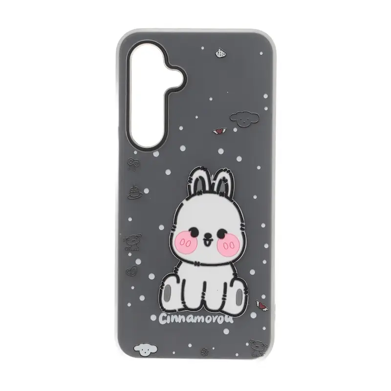 قاب گوشی Galaxy S24 FE سامسونگ دو لایه مات پاستیلی عروسک برجسته خاکستری کد 127613