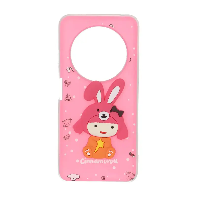 قاب گوشی Redmi 14C - Poco C75 - Redmi A4 شیائومی دو لایه مات پاستیلی عروسک برجسته صورتی فانتزی کد 127636