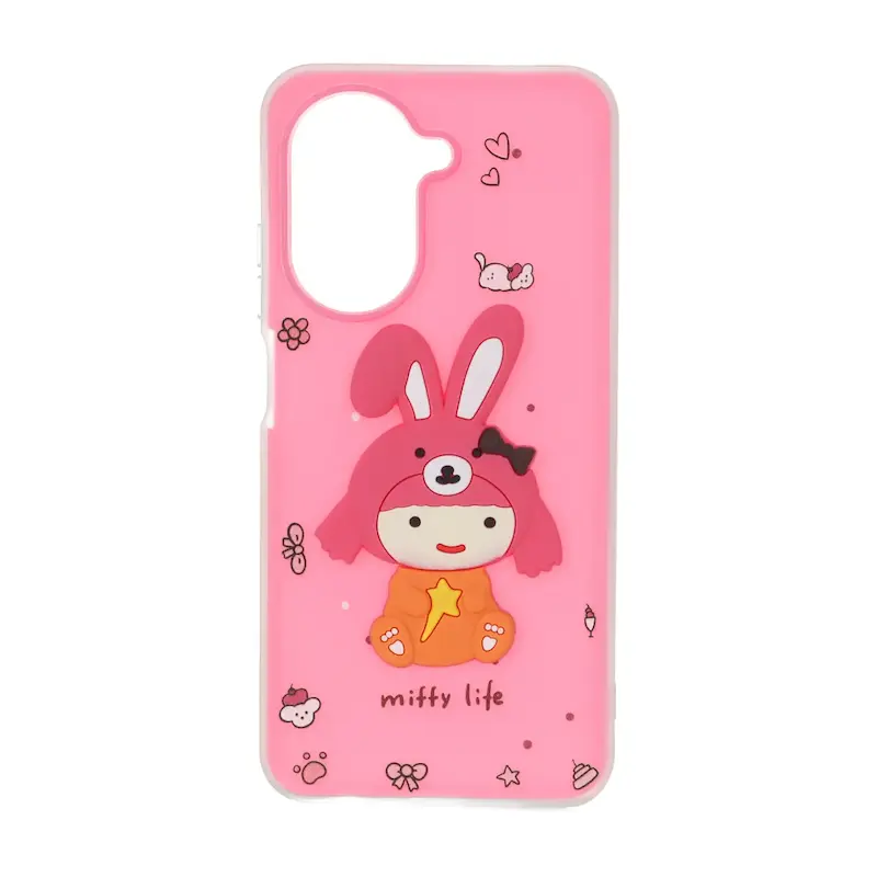 قاب گوشی Redmi A5 - Poco C71 شیائومی دو لایه مات پاستیلی عروسک برجسته صورتی فانتزی کد 127650