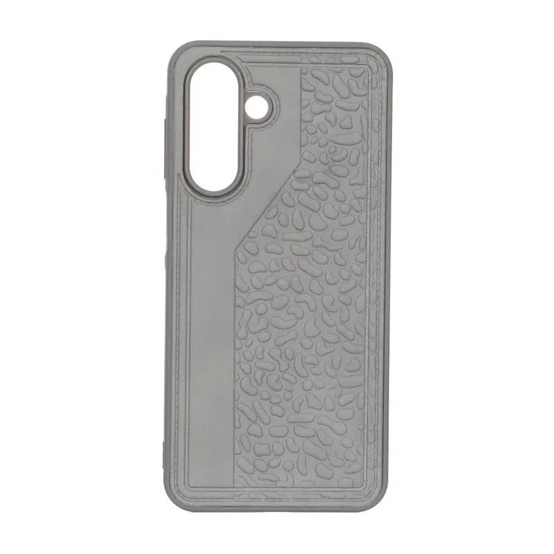 قاب گوشی Galaxy A17 سامسونگ طرح چرم سنگی برجسته Hard طوسی کد 127574