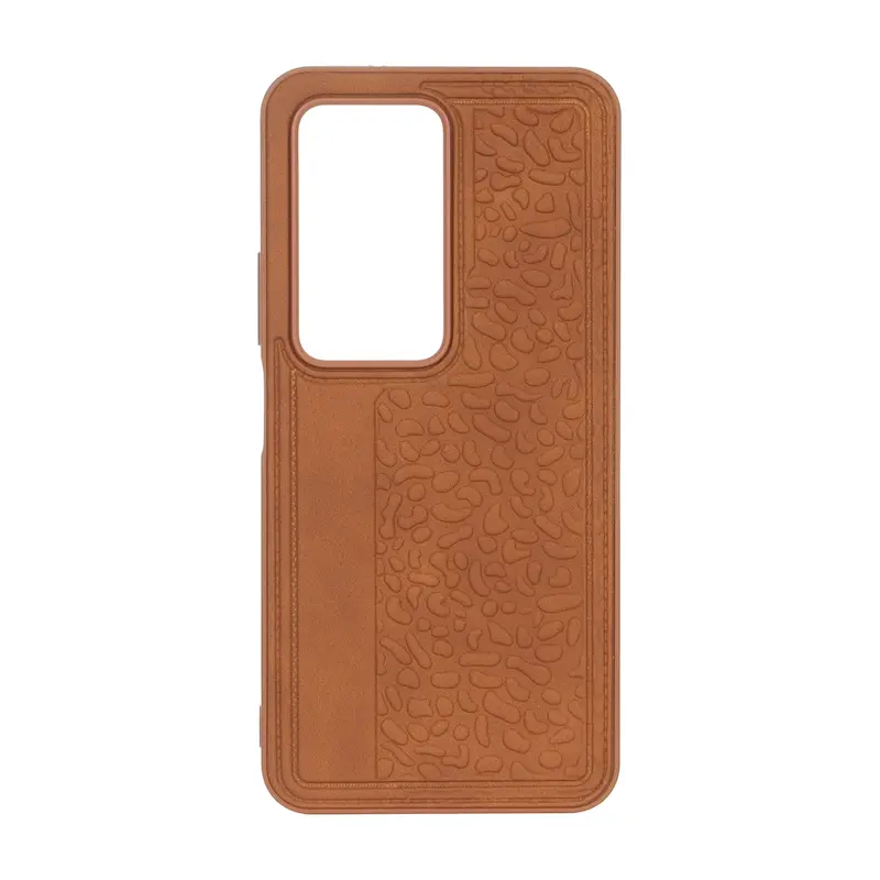 قاب گوشی Redmi 15 4G شیائومی طرح چرم سنگی برجسته Hard عسلی کد 127580