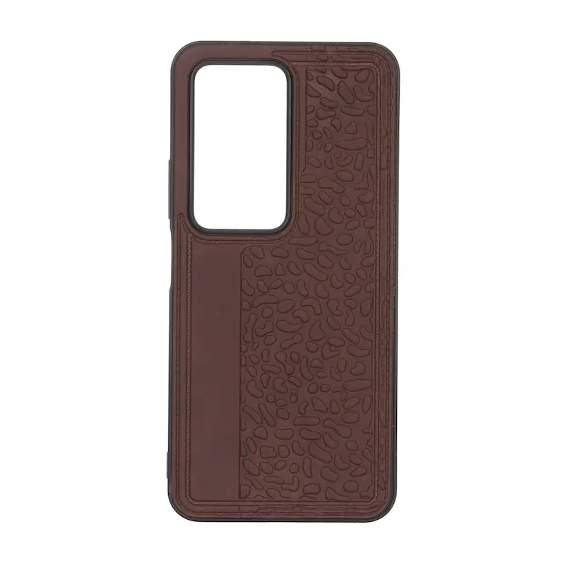 قاب گوشی Redmi 15 4G شیائومی طرح چرم سنگی برجسته Hard قهوه ای کد 127582
