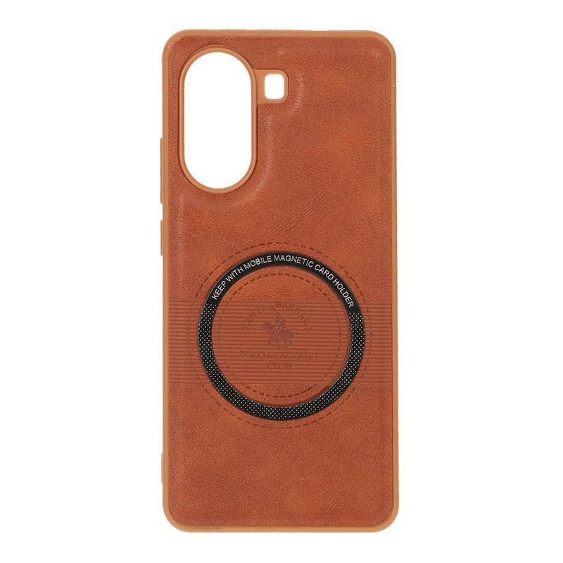 قاب گوشی Poco X7 Pro شیائومی اورجینال چرمی Santa Barbara مگ سیف دار فلزی Hard عسلی کد 127842