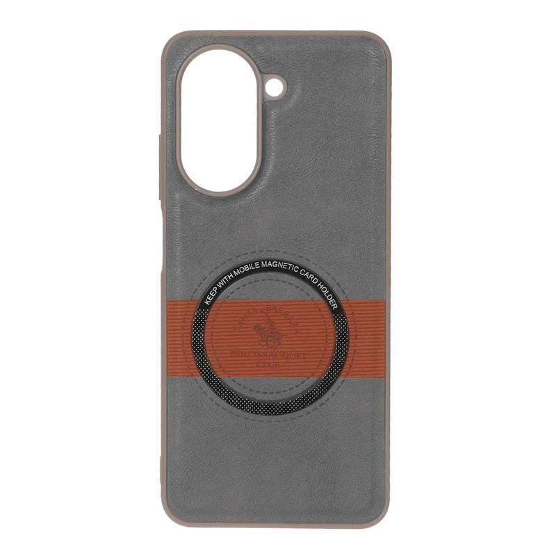 قاب گوشی Redmi A5 - Poco C71 شیائومی اورجینال چرمی Santa Barbara مگ سیف دار فلزی Hard طوسی کد 127845