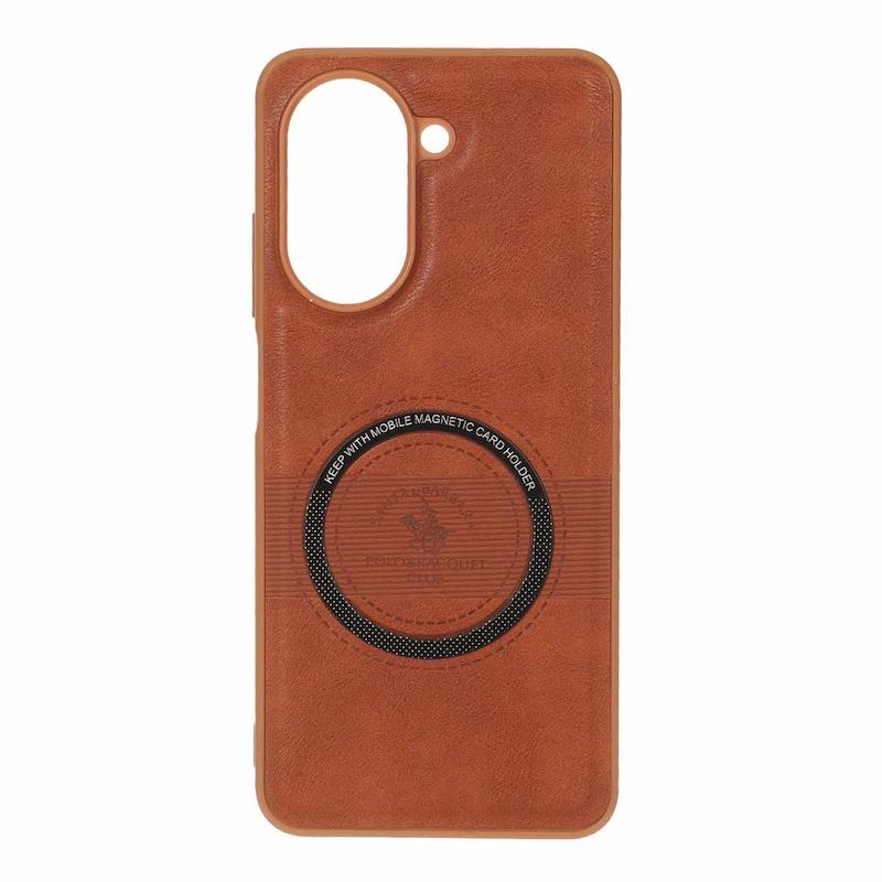 قاب گوشی Redmi A5 - Poco C71 شیائومی اورجینال چرمی Santa Barbara مگ سیف دار فلزی Hard عسلی کد 127846