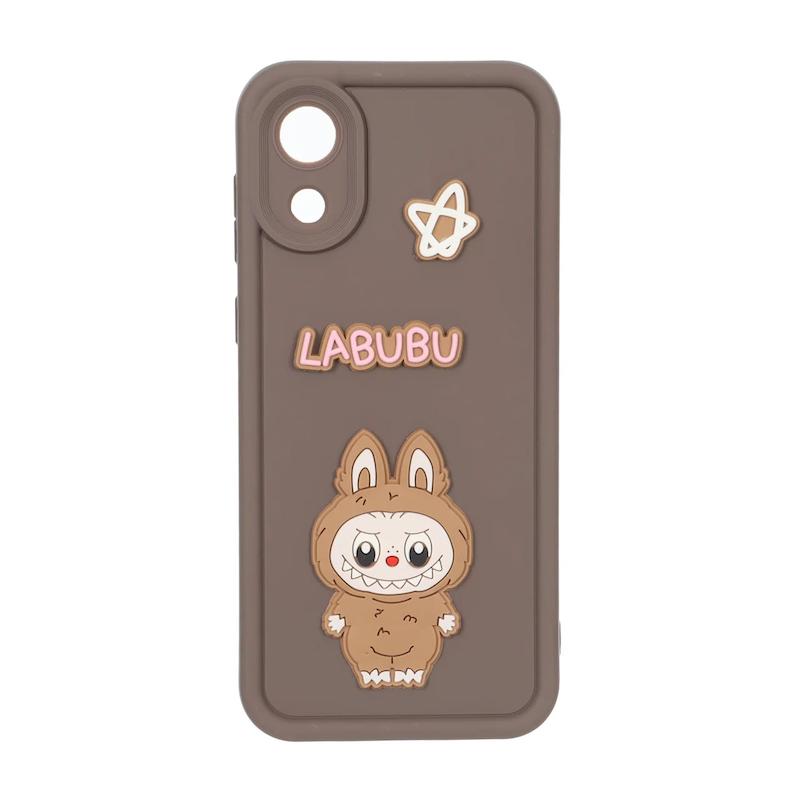 قاب گوشی Galaxy A03 Core سامسونگ سیلیکونی Solid عروسکی برجسته محافظ لنزدار لبوبو قهوه ای کد 127383
