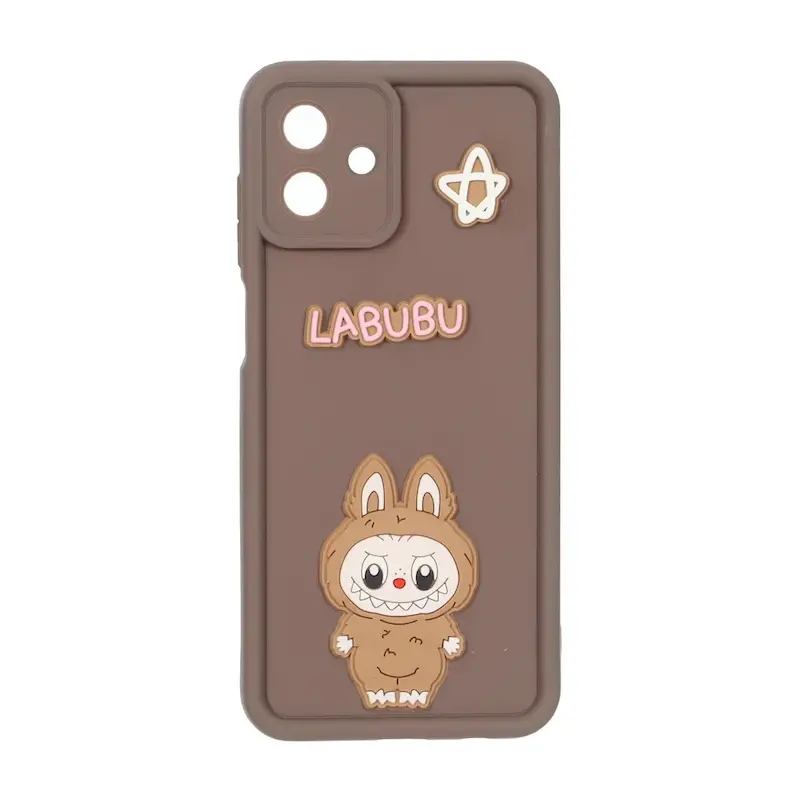 قاب گوشی Galaxy A07 سامسونگ سیلیکونی Solid عروسکی برجسته محافظ لنزدار لبوبو قهوه ای کد 127384