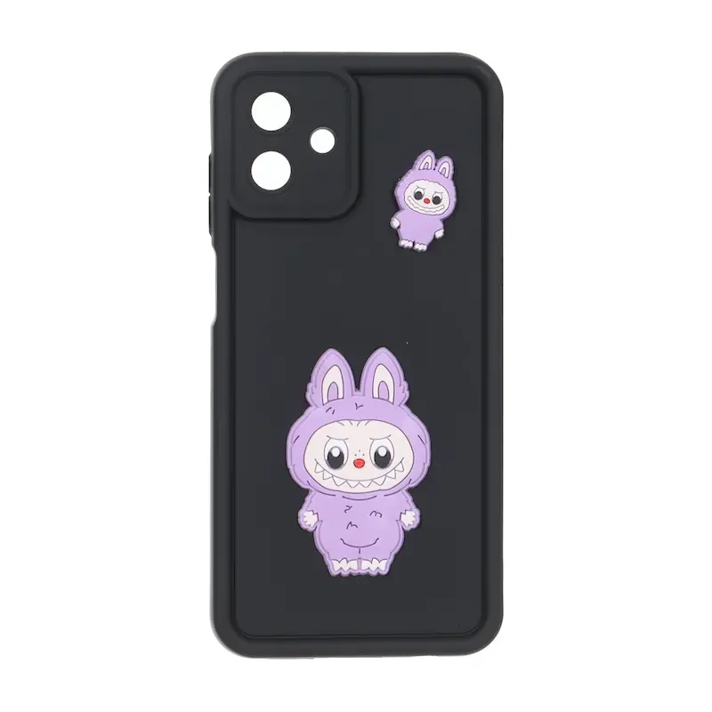 قاب گوشی Galaxy A07 سامسونگ سیلیکونی Solid عروسکی برجسته محافظ لنزدار لبوبو مشکی کد 127385