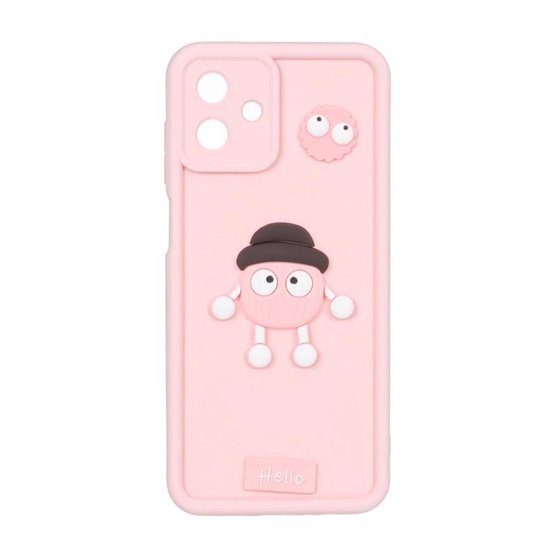 قاب گوشی Galaxy A07 سامسونگ سیلیکونی Solid عروسکی برجسته محافظ لنزدار میکروب صورتی کد 127392