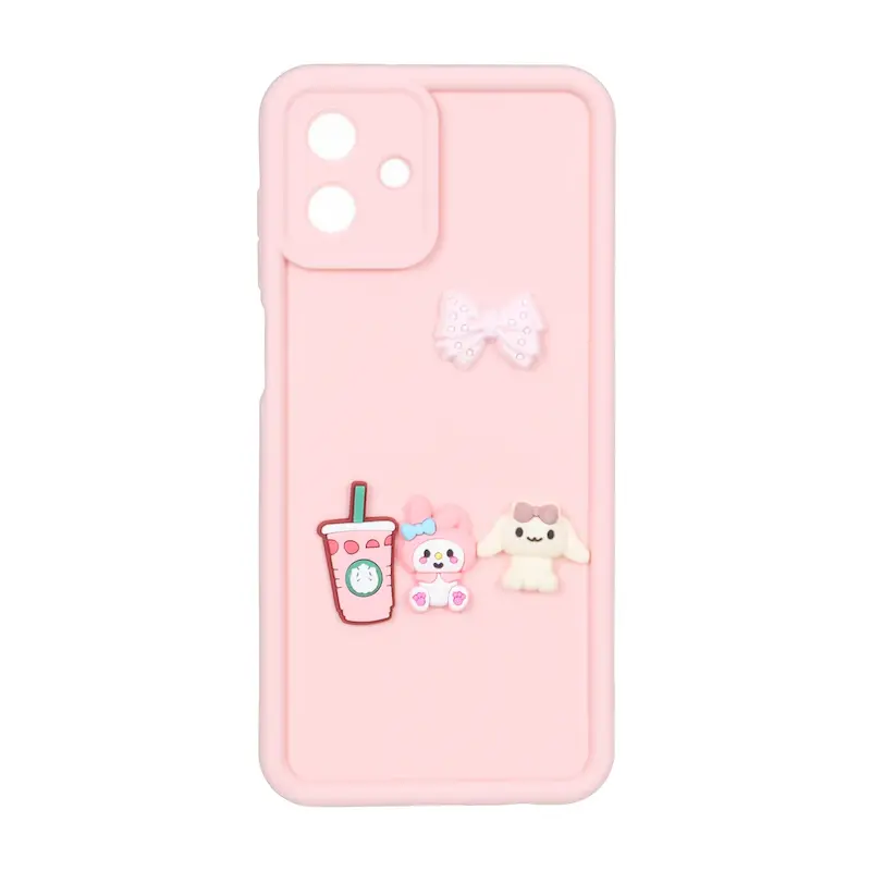 قاب گوشی Galaxy A07 سامسونگ سیلیکونی Solid عروسکی برجسته محافظ لنزدار خرگوش صورتی کد 127393