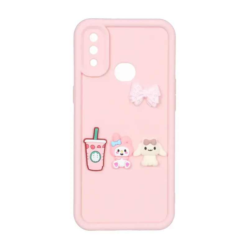 قاب گوشی Galaxy A10S سامسونگ سیلیکونی Solid عروسکی برجسته محافظ لنزدار خرگوش صورتی کد 127394
