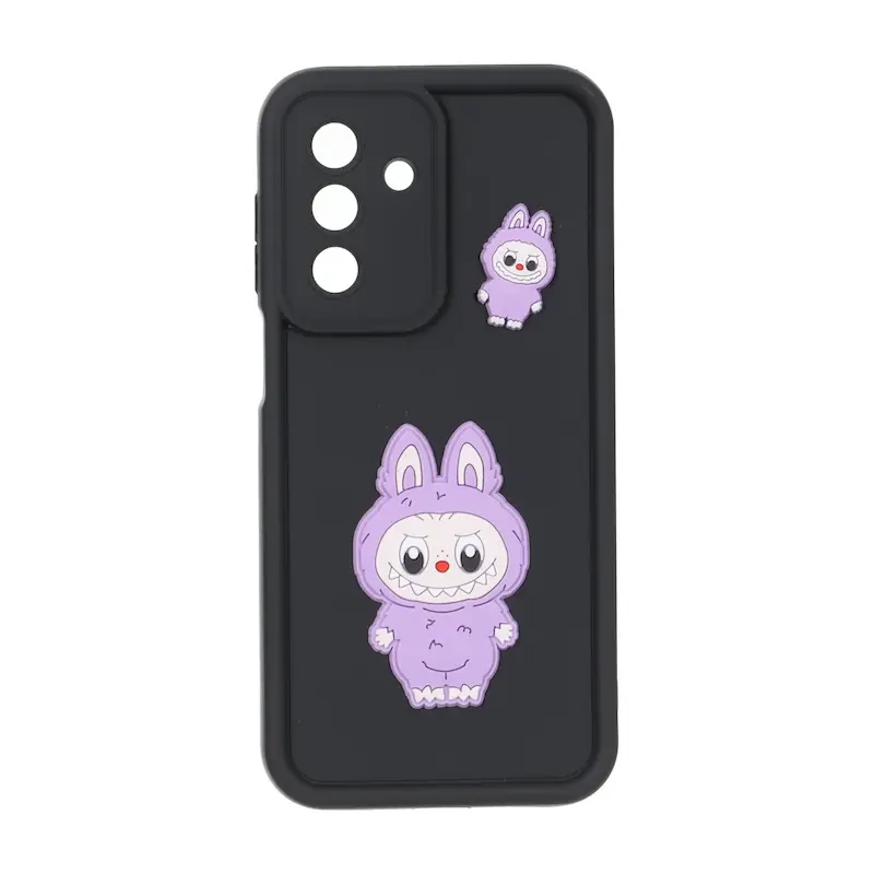 قاب گوشی Galaxy A17 سامسونگ سیلیکونی Solid عروسکی برجسته محافظ لنزدار لبوبو مشکی کد 127403