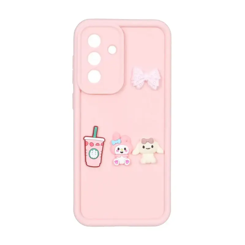 قاب گوشی Galaxy A56 سامسونگ سیلیکونی Solid عروسکی برجسته محافظ لنزدار خرگوش صورتی کد 127412