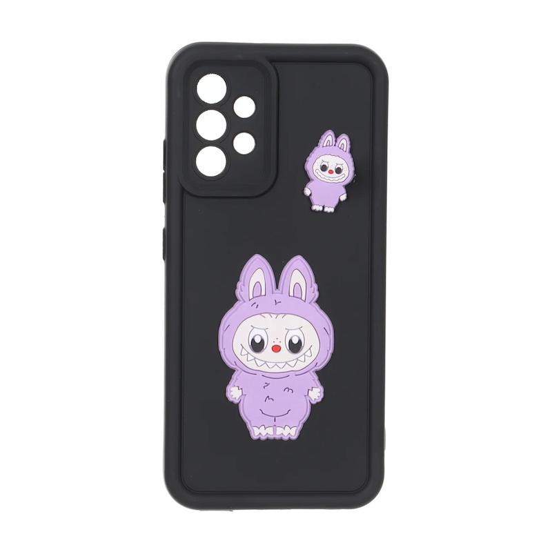 قاب گوشی Galaxy A32 4G سامسونگ سیلیکونی Solid عروسکی برجسته محافظ لنزدار لبوبو مشکی کد 127424