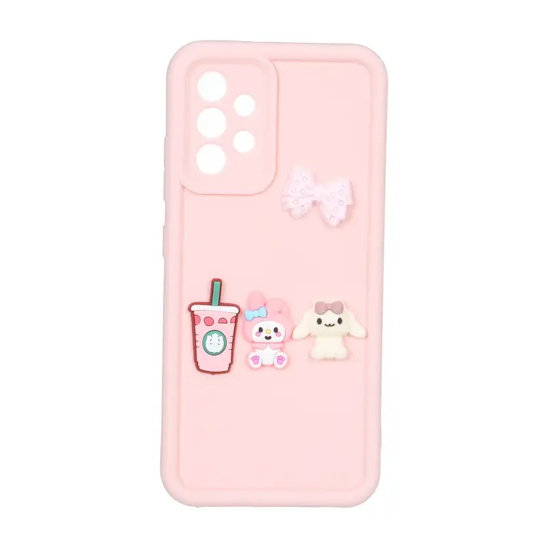 قاب گوشی Galaxy A32 4G سامسونگ سیلیکونی Solid عروسکی برجسته محافظ لنزدار خرگوش صورتی کد 127426