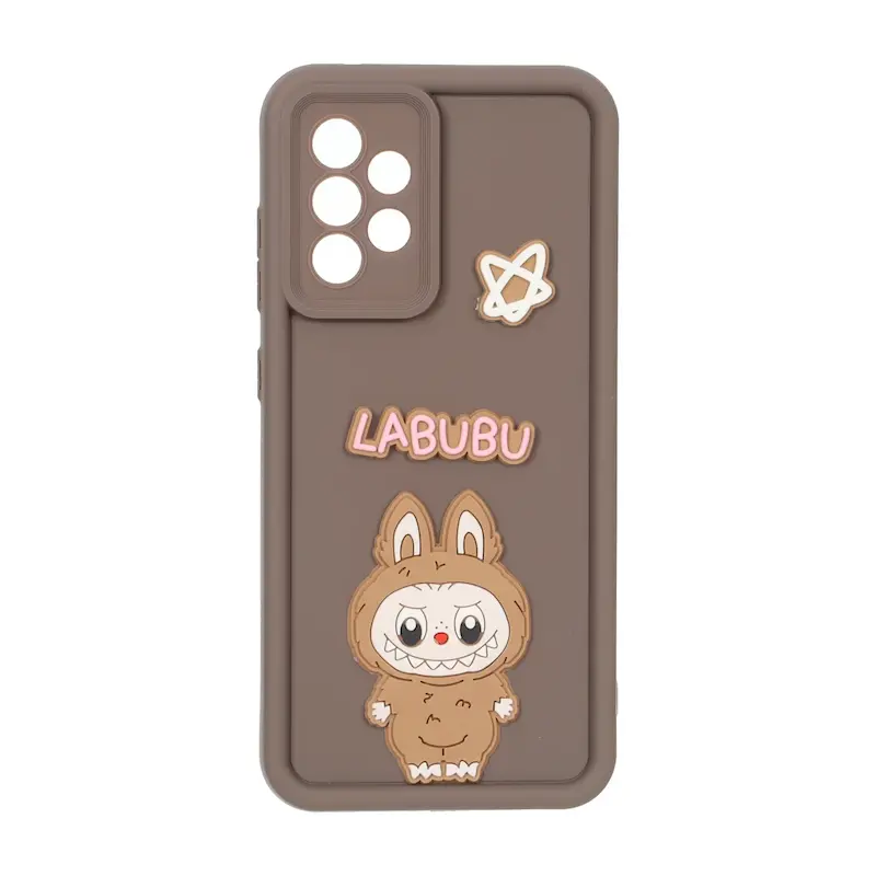 قاب گوشی Galaxy A52 4G - Galaxy A52 5G - Galaxy A52S سامسونگ سیلیکونی Solid عروسکی برجسته محافظ لنزدار لبوبو قهوه ای کد 127429