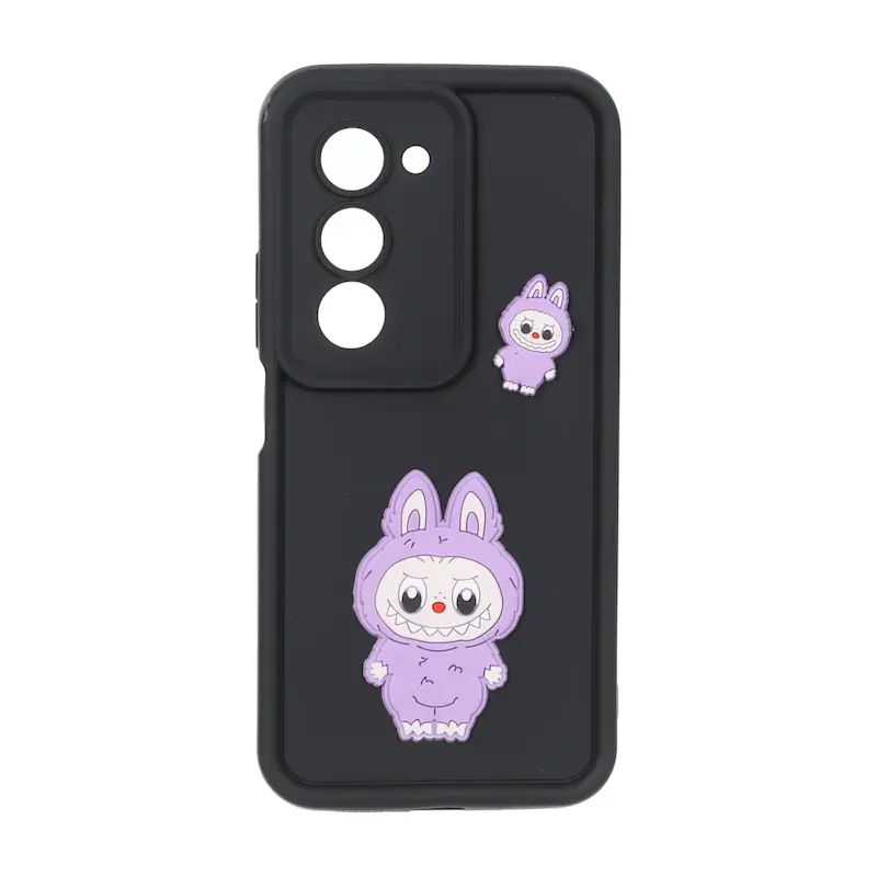 قاب گوشی Redmi 15 4G شیائومی سیلیکونی Solid عروسکی برجسته محافظ لنزدار لبوبو مشکی کد 127438