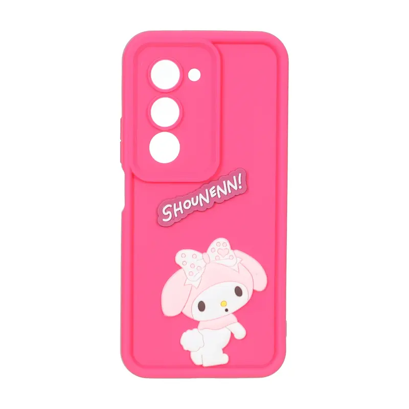 قاب گوشی Redmi 15 4G شیائومی سیلیکونی Solid عروسکی برجسته محافظ لنزدار خرگوش سرخابی کد 127444