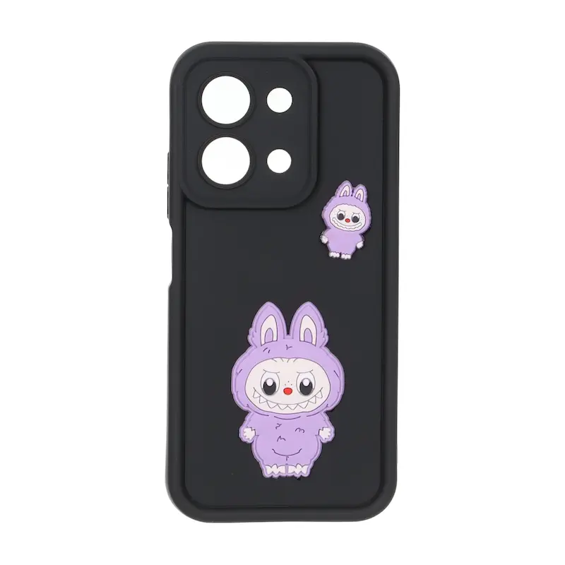 قاب گوشی Redmi 15C - Poco C85 شیائومی سیلیکونی Solid عروسکی برجسته محافظ لنزدار لبوبو مشکی کد 127450