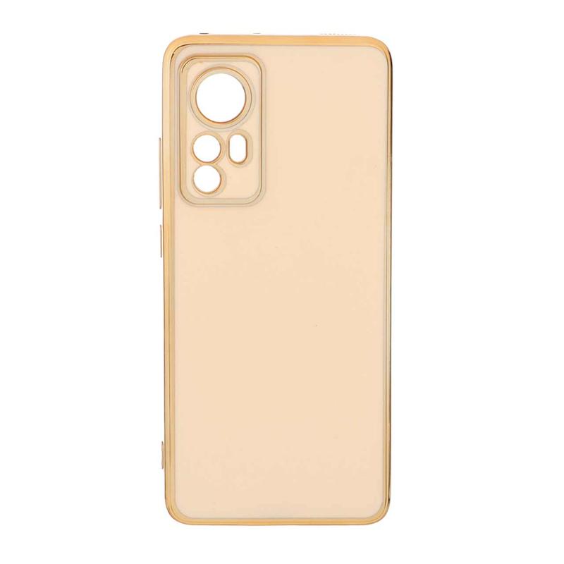 قاب گوشی Xiaomi 12 - Xiaomi 12x شیائومی طرح ژله ای مای کیس گلد لاین دور طلایی محافظ لنز دار کرم کد 98814