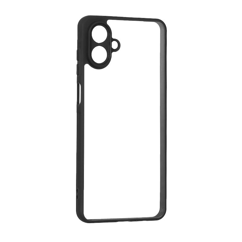 قاب گوشی Galaxy A07 سامسونگ پشت طلق شفاف دور سیلیکونی دور رنگی محافظ لنز برجسته مشکی کد E21-98844