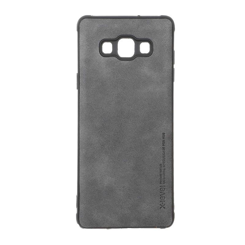 قاب گوشی Galaxy A7 2015 - A700 سامسونگ ژله ای چرمی XLEVEL ایکس لول خاکستری کد 98867