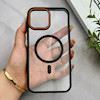 قاب گوشی iPhone 13 Pro Max آیفون اورجینال Orange Line مگ سیف دار طلقی شیشه ای شفاف مشکی کد 128432
