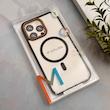 قاب گوشی iPhone 14 Pro Max آیفون اورجینال Orange Line مگ سیف دار طلقی شیشه ای شفاف مشکی کد 128437