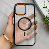قاب گوشی iPhone 14 Pro Max آیفون اورجینال Orange Line مگ سیف دار طلقی شیشه ای شفاف مشکی کد 128437