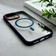 قاب گوشی iPhone 15 Pro Max آیفون اورجینال Orange Line مگ سیف دار طلقی شیشه ای شفاف سرمه ای کد 128440