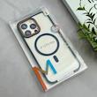 قاب گوشی iPhone 15 Pro Max آیفون اورجینال Orange Line مگ سیف دار طلقی شیشه ای شفاف سرمه ای کد 128440