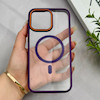 قاب گوشی iPhone 15 Pro Max آیفون اورجینال Orange Line مگ سیف دار طلقی شیشه ای شفاف بنفش کد 128441