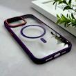 قاب گوشی iPhone 15 Pro Max آیفون اورجینال Orange Line مگ سیف دار طلقی شیشه ای شفاف بنفش کد 128441