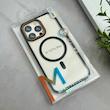 قاب گوشی iPhone 15 Pro Max آیفون اورجینال Orange Line مگ سیف دار طلقی شیشه ای شفاف مشکی کد 128442