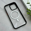 قاب گوشی iPhone 15 Pro Max آیفون اورجینال Orange Line مگ سیف دار طلقی شیشه ای شفاف مشکی کد 128442