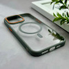 قاب گوشی iPhone 15 Pro Max آیفون اورجینال Orange Line مگ سیف دار طلقی شیشه ای شفاف طوسی کد 128443