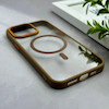 قاب گوشی iPhone 15 Pro Max آیفون اورجینال Orange Line مگ سیف دار طلقی شیشه ای شفاف قهوه ای کد 128444