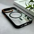 قاب گوشی iPhone 15 Pro آیفون اورجینال Orange Line مگ سیف دار طلقی شیشه ای شفاف مشکی کد 128446