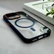 قاب گوشی iPhone 15 Pro آیفون اورجینال Orange Line مگ سیف دار طلقی شیشه ای شفاف سرمه ای کد 128448