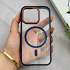 قاب گوشی iPhone 15 Pro آیفون اورجینال Orange Line مگ سیف دار طلقی شیشه ای شفاف سرمه ای کد 128448