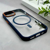 قاب گوشی iPhone 15 آیفون اورجینال Orange Line مگ سیف دار طلقی شیشه ای شفاف سرمه ای کد 128449
