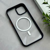 قاب گوشی iPhone 15 آیفون اورجینال Orange Line مگ سیف دار طلقی شیشه ای شفاف سرمه ای کد 128449